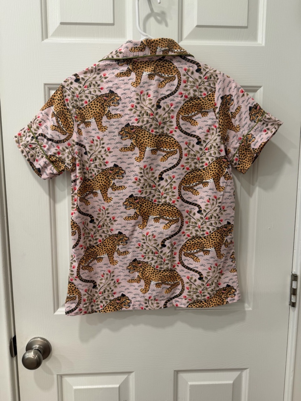 Printfresh Leopard Print Button-Up Pajama Set in Bagheera - Picture 3 of 5